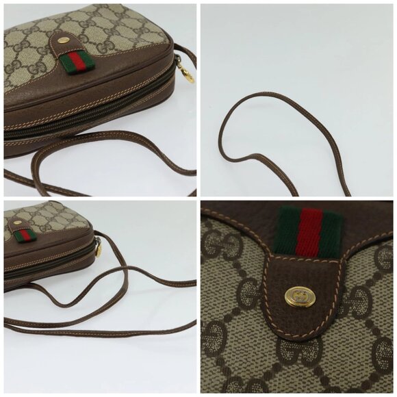 GUCCI GG Supreme Web Sherry Line Bag PVC Beige Gold 156 02 066 Auth 131723 - Picture 16 of 16